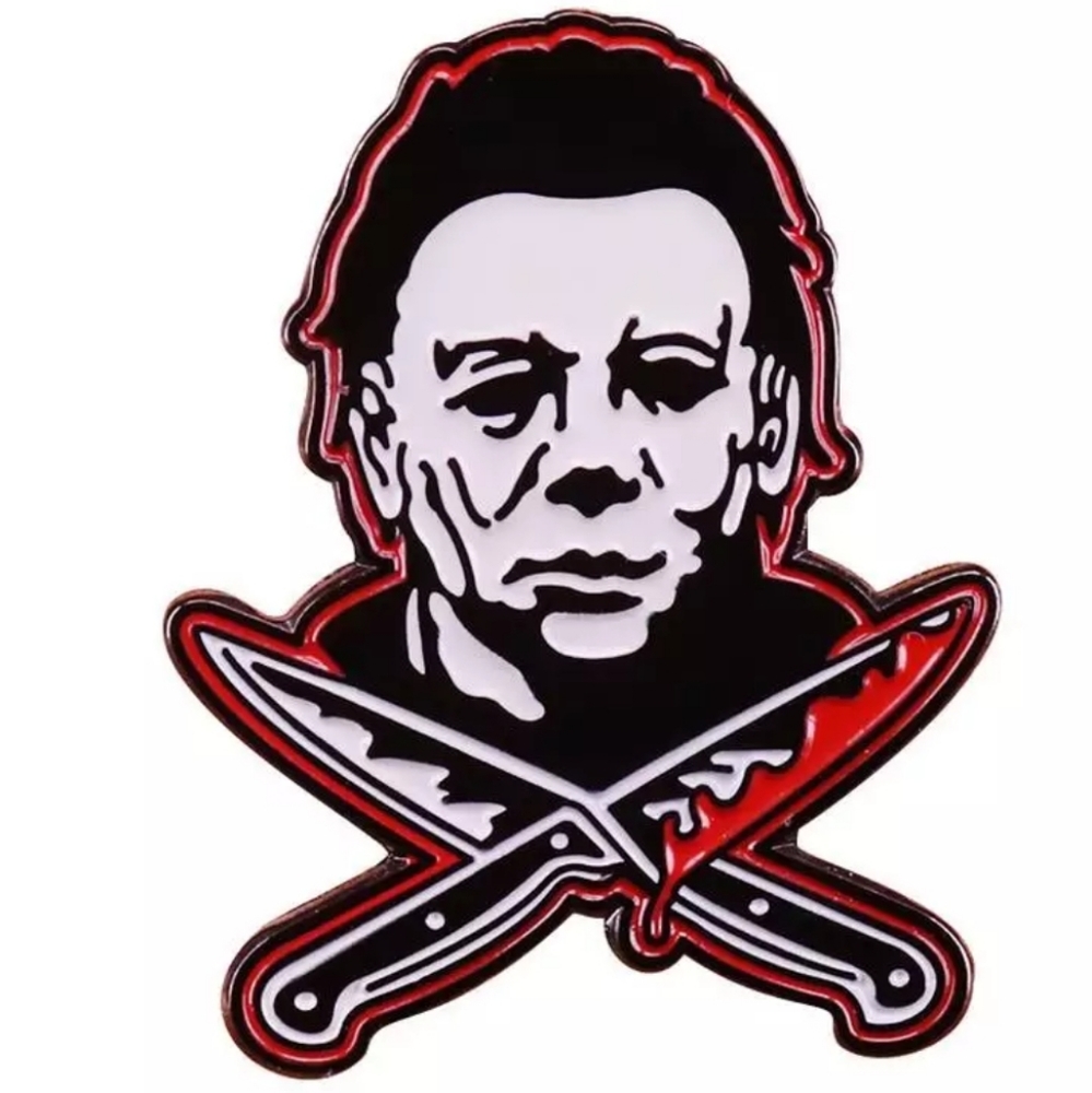 Michael Myers Crossed Knifes Enamel Pin Halloween